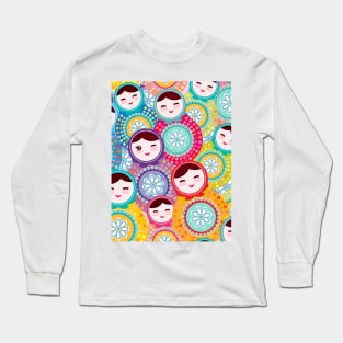 Russian dolls matryoshka seamless pattern Long Sleeve T-Shirt